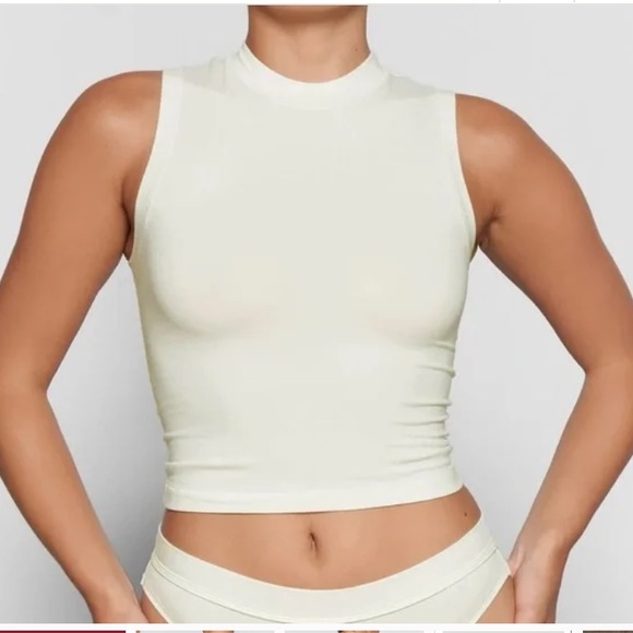 SKIMS Tops Skims Cotton Jersey Mock Neck Tank Top Poshmark